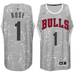 Chicago Bulls Derrick Rose #1 City Light Authentic Maillot d'équipe de NBA - Gris pour Homme