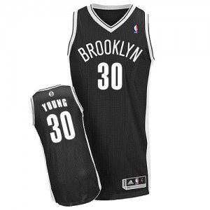 Maillot NBA Brooklyn Nets #30 Thaddeus Young Noir Adidas Authentic Road - Enfants