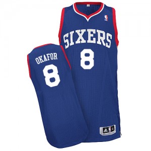 Philadelphia 76ers Jahlil Okafor #8 Alternate Authentic Maillot d'équipe de NBA - Bleu royal pour Homme