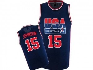 Maillots de basket Authentic Team USA NBA 2012 Olympic Retro Bleu marin - #15 Magic Johnson - Homme