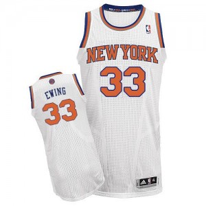 Maillot NBA New York Knicks #33 Patrick Ewing Blanc Adidas Authentic Home - Homme