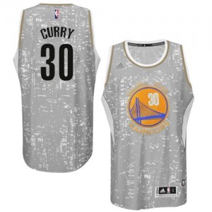 Maillot NBA Gris Stephen Curry #30 Golden State Warriors City Light Authentic Homme Adidas