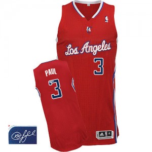 Los Angeles Clippers Chris Paul #3 Road Autographed Authentic Maillot d'équipe de NBA - Rouge pour Homme