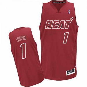 Maillot NBA Rouge Chris Bosh #1 Miami Heat Big Color Fashion Authentic Homme Adidas