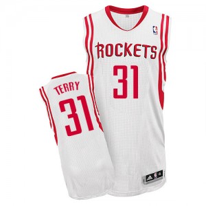 Maillot NBA Houston Rockets #31 Jason Terry Blanc Adidas Authentic Home - Homme