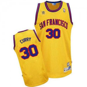 Golden State Warriors Stephen Curry #30 Throwback San Francisco Day Swingman Maillot d'équipe de NBA - Or pour Homme