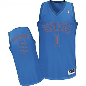 Maillot Adidas Bleu Big Color Fashion Authentic Oklahoma City Thunder - Russell Westbrook #0 - Homme