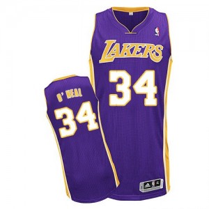 Maillot Adidas Violet Road Authentic Los Angeles Lakers - Shaquille O'Neal #34 - Homme