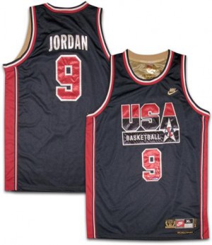 Maillot Nike No. d'or Blanc Authentic Team USA - Michael Jordan #9 - Homme