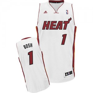 Miami Heat #1 Adidas Home Blanc Swingman Maillot d'équipe de NBA à vendre - Chris Bosh pour Homme