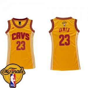 Maillot NBA Cleveland Cavaliers #23 LeBron James Or Adidas Authentic Dress 2015 The Finals Patch - Femme