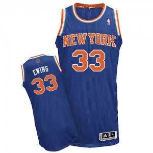 New York Knicks Patrick Ewing #33 Road Authentic Maillot d'équipe de NBA - Bleu royal pour Homme