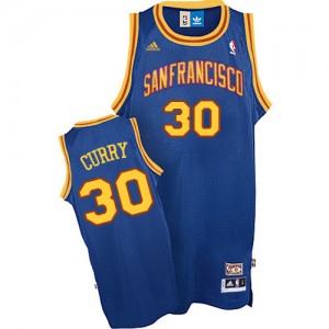 Maillot NBA Bleu royal Stephen Curry #30 Golden State Warriors Throwback San Francisco Authentic Homme Adidas