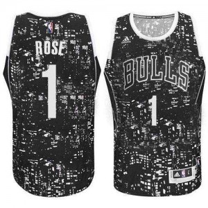 Maillot NBA Authentic Derrick Rose #1 Chicago Bulls City Light Noir - Homme