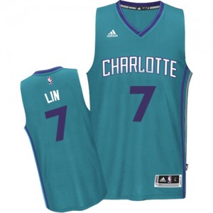 Maillot NBA Bleu clair Jeremy Lin #7 Charlotte Hornets Road Swingman Homme Adidas