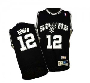 Maillot NBA Noir Bruce Bowen #12 San Antonio Spurs Throwback Authentic Homme Adidas