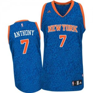 Maillot NBA Authentic Carmelo Anthony #7 New York Knicks Crazy Light Bleu - Homme