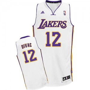 Maillot NBA Los Angeles Lakers #12 Vlade Divac Blanc Adidas Swingman Alternate - Homme