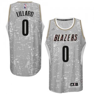 Maillot NBA Gris Damian Lillard #0 Portland Trail Blazers City Light Swingman Homme Adidas