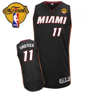 Maillot NBA Miami Heat #11 Chris Andersen Noir Adidas Swingman Road Finals Patch - Homme