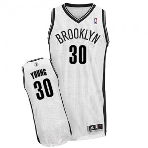 Maillot Adidas Blanc Home Authentic Brooklyn Nets - Thaddeus Young #30 - Homme