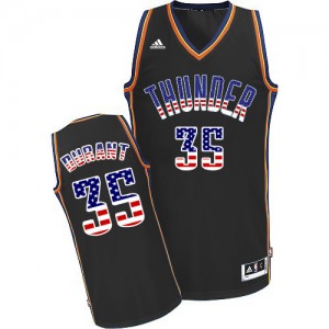 Maillot Authentic Oklahoma City Thunder NBA USA Flag Fashion Noir - #35 Kevin Durant - Homme