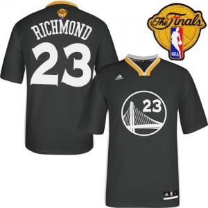 Maillot NBA Golden State Warriors #23 Mitch Richmond Noir Adidas Authentic Alternate 2015 The Finals Patch - Homme