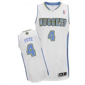 Maillot NBA Blanc Randy Foye #4 Denver Nuggets Home Authentic Homme Adidas