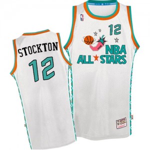 Maillot Authentic Utah Jazz NBA Throwback 1996 All Star Blanc - #12 John Stockton - Homme