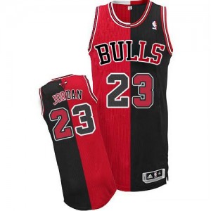 Maillot Adidas Noir Rouge Split Fashion Authentic Chicago Bulls - Michael Jordan #23 - Homme