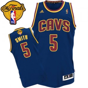 Maillot NBA Bleu marin J.R. Smith #5 Cleveland Cavaliers CavFanatic 2015 The Finals Patch Authentic Homme Adidas