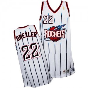 Maillot NBA Authentic Clyde Drexler #22 Houston Rockets Throwback Blanc - Homme
