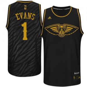 Maillot NBA New Orleans Pelicans #1 Tyreke Evans Noir Adidas Authentic Precious Metals Fashion - Homme