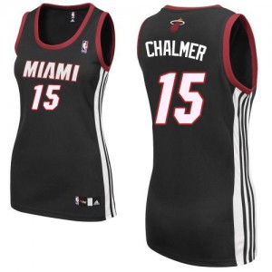 Maillot NBA Noir Mario Chalmer #15 Miami Heat Road Authentic Femme Adidas
