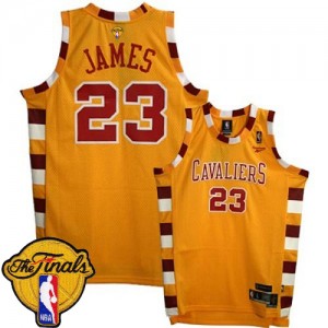 Maillot NBA Cleveland Cavaliers #23 LeBron James Or Adidas Swingman Throwback Classic 2015 The Finals Patch - Homme