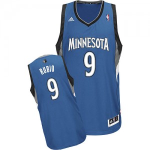 Maillot NBA Slate Blue Ricky Rubio #9 Minnesota Timberwolves Road Swingman Homme Adidas