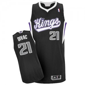 Maillot NBA Sacramento Kings #21 Vlade Divac Noir Adidas Authentic Alternate - Homme