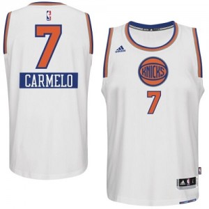 New York Knicks #7 Adidas 2014-15 Christmas Day Blanc Authentic Maillot d'équipe de NBA boutique en ligne - Carmelo Anthony pour Homme