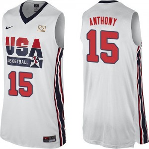 Maillot NBA Team USA #15 Carmelo Anthony Blanc Nike Swingman 2012 Olympic Retro - Homme