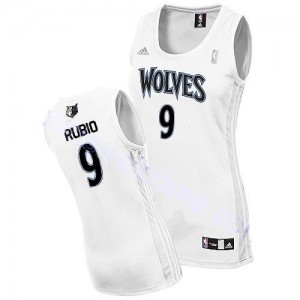Minnesota Timberwolves #9 Adidas Home Blanc Swingman Maillot d'équipe de NBA à vendre - Ricky Rubio pour Femme
