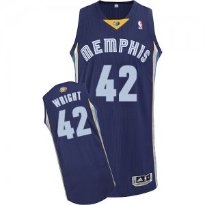 Maillot NBA Bleu marin Lorenzen Wright #42 Memphis Grizzlies Road Authentic Homme Adidas
