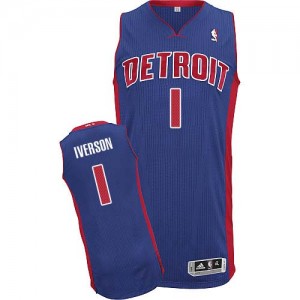 Detroit Pistons #1 Adidas Road Bleu royal Authentic Maillot d'équipe de NBA pour pas cher - Allen Iverson pour Homme