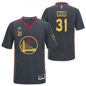 Maillot Adidas Noir Slate Chinese New Year Authentic Golden State Warriors - Festus Ezeli #31 - Homme