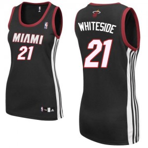 Maillot NBA Noir Hassan Whiteside #21 Miami Heat Road Swingman Femme Adidas