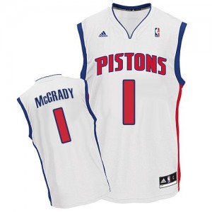 Detroit Pistons Tracy McGrady #1 Home Swingman Maillot d'équipe de NBA - Blanc pour Homme