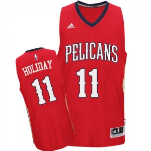 Maillot NBA New Orleans Pelicans #11 Jrue Holiday Rouge Adidas Authentic Alternate - Homme
