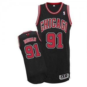 Maillot NBA Noir Dennis Rodman #91 Chicago Bulls Alternate Authentic Homme Adidas