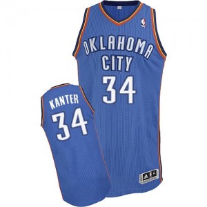 Maillot NBA Bleu royal Enes Kanter #34 Oklahoma City Thunder Road Authentic Homme Adidas