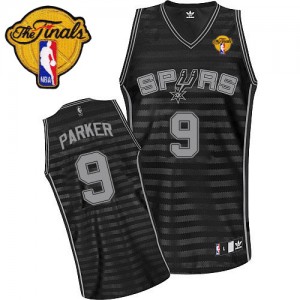 Maillot NBA Authentic Tony Parker #9 San Antonio Spurs Groove Finals Patch Gris noir - Homme
