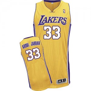 Los Angeles Lakers Kareem Abdul-Jabbar #33 Home Authentic Maillot d'équipe de NBA - Or pour Homme